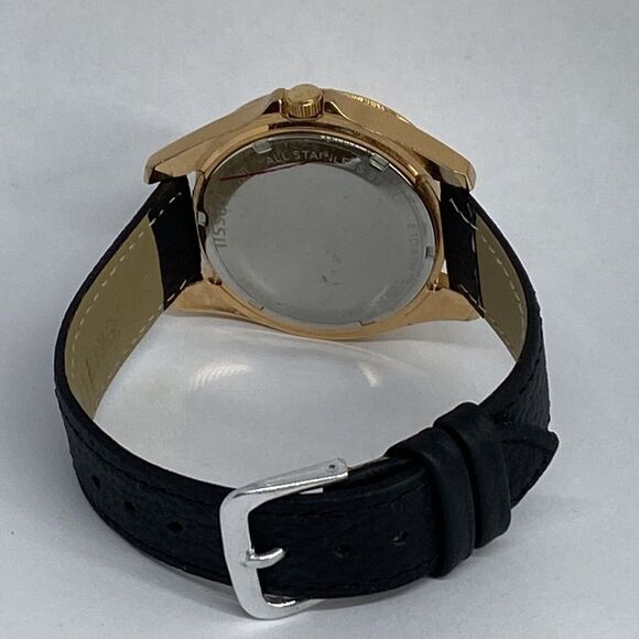 Fossil Riley ES2811 Women Black Leather Rose Gold Analog Dial Quartz Watch RK410 - Picture 10 of 12
